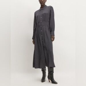 Everlane Polka Dot‎ Hammered Satin Shirt Viscose Maxi Dress Size 4